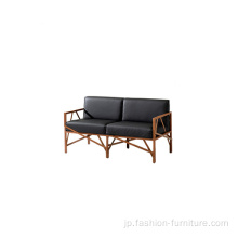 木製ソファリネンフォーム布団Loveseat sofa